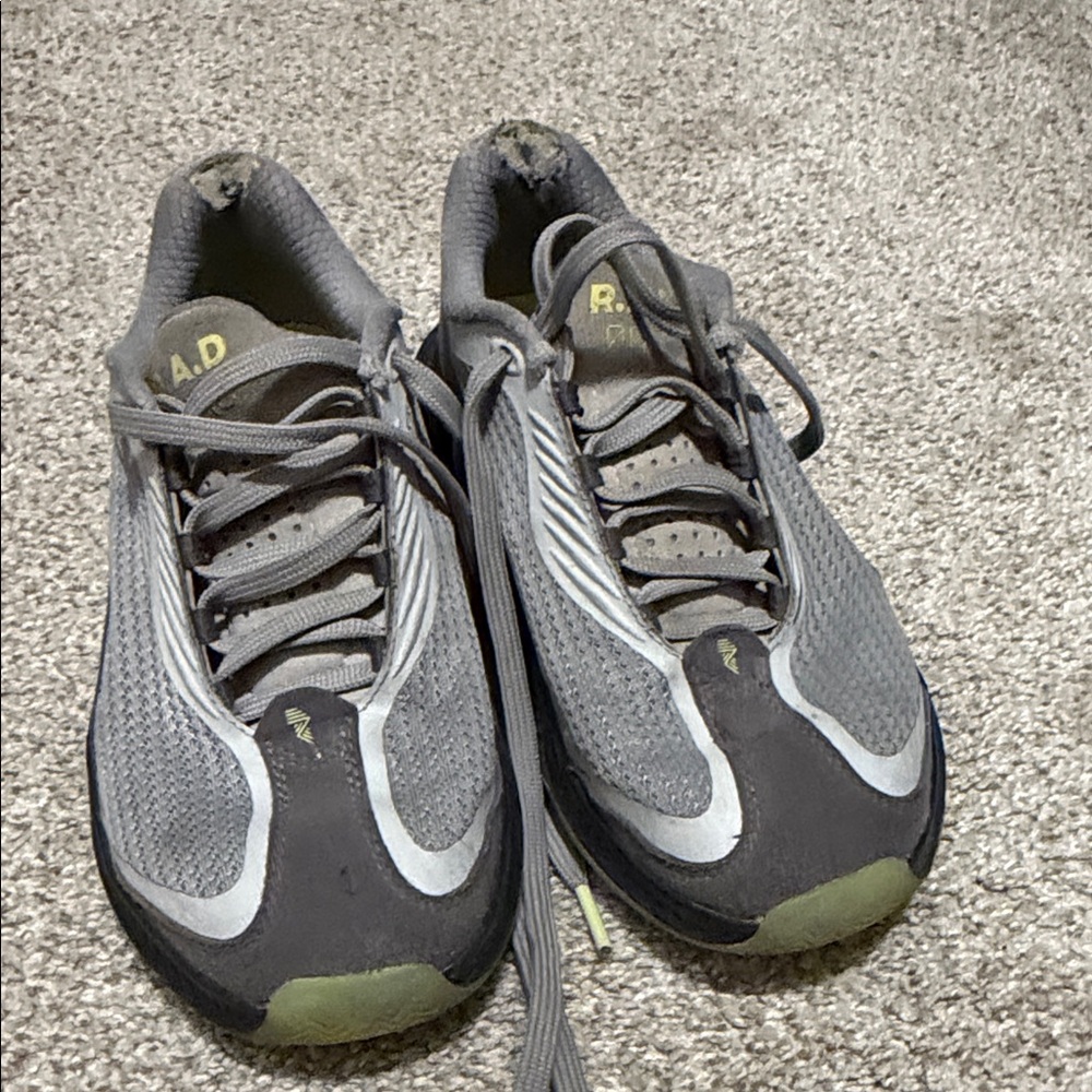 Women's Gray Lace-Up Athletic Sneakers with Olive Accents